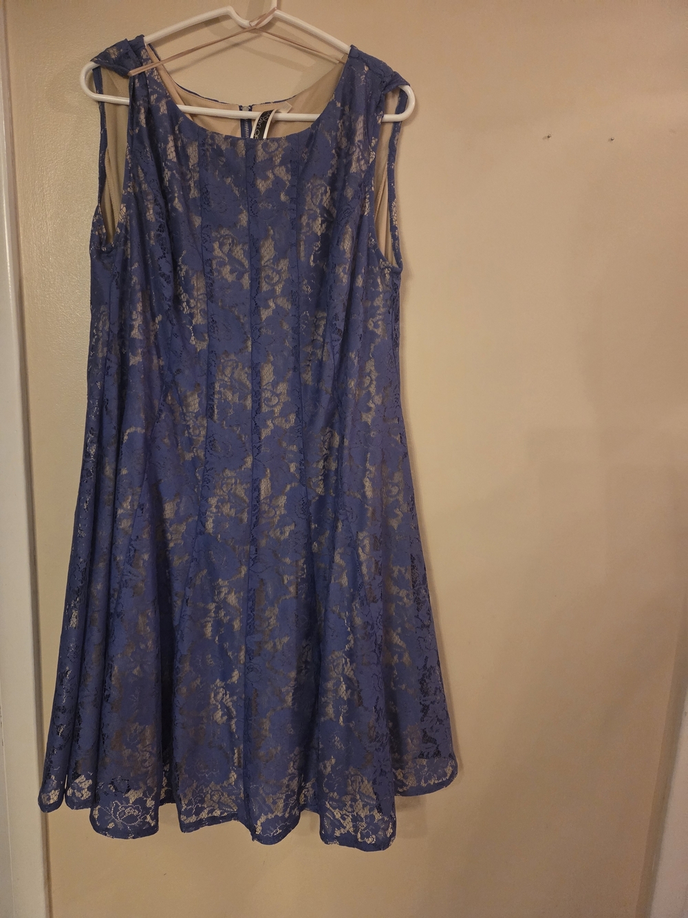 Julian Taylor Periwinkle Lace A-Line Midi Dress